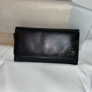 Buxton Genuine Leather Black Checkbook Wallet With a Touch of Croc